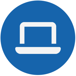 laptop icon on blue circle background
